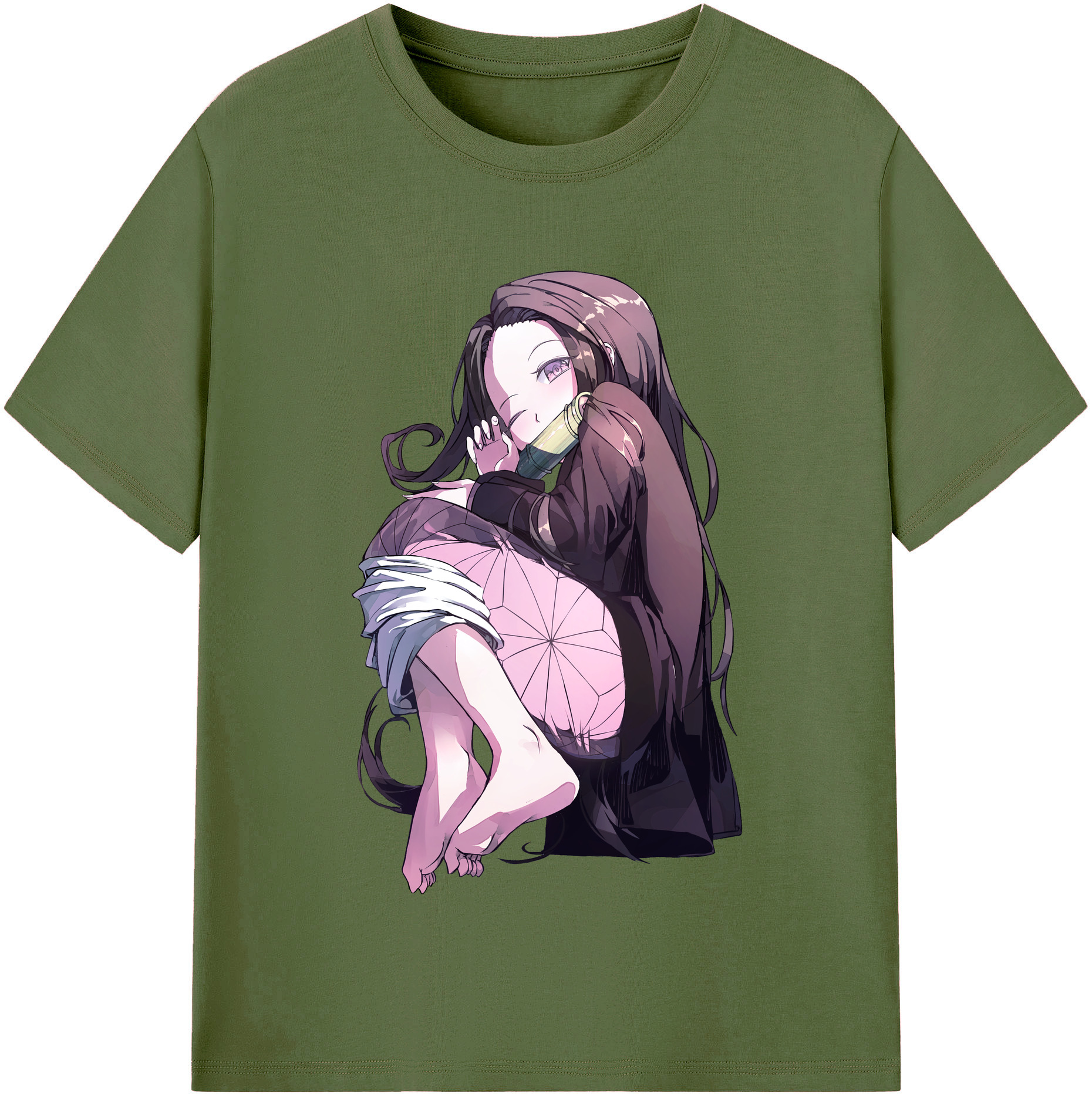 （画像用） 鬼滅の刃（きめつのやいば）竈門 禰󠄀豆子／かまど ねずこ Kamado Nezuko 綿100％半袖Tシャツ（フロントプリント）